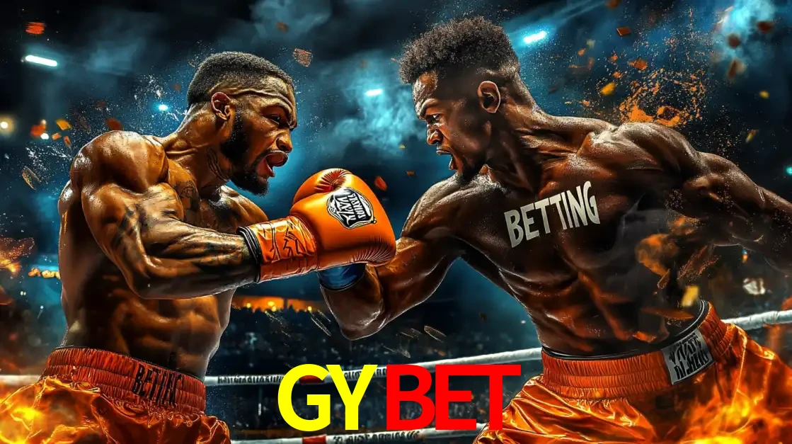 Dois boxeadores em uma luta intensa e explosiva, representando a adrenalina e as oportunidades de apostas em esportes de combate disponíveis na plataforma GYBET.