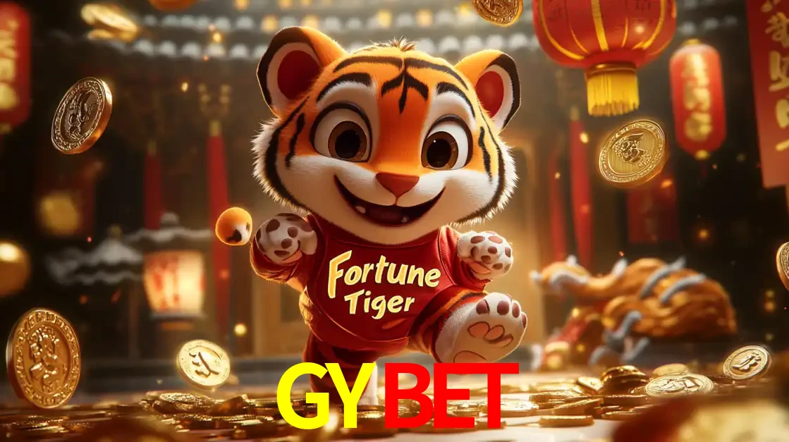 O alegre personagem do Fortune Tiger correndo sobre um caminho de moedas de ouro, simbolizando os grandes prêmios e a diversão do popular jogo de slot do GYBET.
